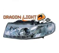 Paire De Phare Projecteur LED Dragon Clair Chrome Pour Seat Toledo Leon 99-04