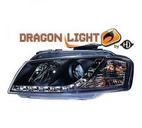 Paire De Phare Projecteur LED Dragon Clair Noir Pour Audi A3 03-08