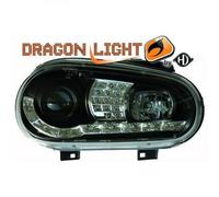 Paire De Phare Projecteur LED Dragon Clair Noir Pour VW Golf IV 97-03