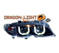 Paire De Phare Projecteur LED Dragon DRL Noir Pour BMW 3 Série E46 4 Portes