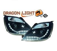 Paire De Phare Projecteur LED Dragon DRL Noir Pour Ford Fiesta 2002-2008