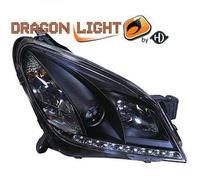 Paire De Phare Projecteur LED Dragon DRL Noir Pour Vauxhall Opel Astra H 04-