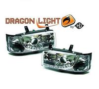Paire De Phare Projecteur LHD LED Dragon DRL Chrome Pour VW T4 1990-03