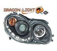 Paire De Phare Projecteur LHD LED Dragon DRL Clair Noir Mercedes C209 2002-09