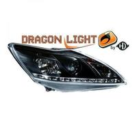 Paire De Phare Projecteur LHD LED Dragon DRL Lumières Noires Ford Focus II 07-11