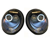 Paire De Phare Projecteur LHD Yeux D'Ange Clair Noir H1 H1 VW New Beetle 98-05