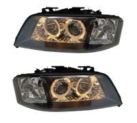 Paire De Phare Projecteur RHD LHD Yeux D'Ange Clair Noir Pour Audi A6 Typ 4B