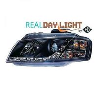 Paire De Phares À LED DRL LHD Clairs Noirs Pour Audi A3 03-08