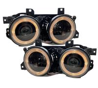 Paire De Phares Angel Eyes Clairs Noirs Pour BMW 7 Série E32 Marqués E