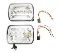 Paire De Phares Led 7 Pouces Dc 12v Avec Anneau Halo 65w Ip67 éTanche Pour Wrangler Comanche Cherokee