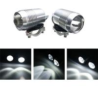 Paire de phares moto 30W DC 12-60V U2 LED Driving Light Nebel Licht + Interrupteur High/Low Beam - Silver