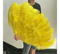 Paire de plumes d'autruche jaunes moelleuses, éventail de décoration pour carnaval, mariage, danse du ventre, spectacle, 100 cm, 022 camel, 2 pièces gauche et droite