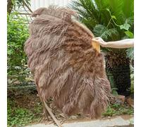 Paire de plumes d'autruche jaunes moelleuses, éventail de décoration pour carnaval, mariage, danse du ventre, spectacle, 100 cm, marron, 2 pièces, gauche et droite