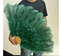Paire de plumes d'autruche jaunes moelleuses, éventail de décoration pour carnaval, mariage, danse du ventre, spectacle, 100 cm, vert foncé, 2 pièces, main droite