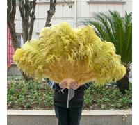 Paire de plumes d'autruche jaunes moelleuses, éventail pour carnaval, fête, mariage, danse du ventre, spectacle, décoration DIY, 100 cm, 032, 2 pièces, main gauche