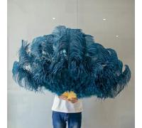 Paire de plumes d'autruche jaunes moelleuses pour carnaval, fête, mariage, célébration, spectacle de danse du ventre, décoration DIY, 100 cm, 026 bleu marine, 2 pièces, main droit