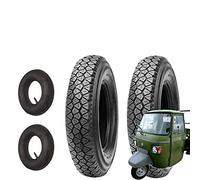 Paire de pneus DEESTONE D810 4.50-10 8PR 76L M+S + Chambres à air Pneus pour APE PIAGGIO MP501 - MP601