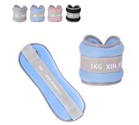 Paire de poids de cheville réglables en néoprène de 0,5 à 2 kg pour homme et femme, pour Pilates, fitness, course à pied, marche, gym, musculation, poignets et jambes, bleu - 2 kg (1 kg x 2))