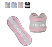 Paire de poids de cheville réglables en néoprène de 0,5 à 2 kg pour homme et femme, pour Pilates, fitness, course à pied, marche, gym, musculation, poignets et jambes (rose, 1 kg (0,5 kg x 2))