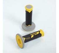 Paire De Poignée Noir Jaune Et Grise Progrip Oss Road 788 Pour Moto Cross 50 À Boite
