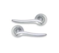 Paire de poignées de porte à levier en chrome satiné sur rosace - Zamac massif - Décor infini