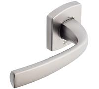 Vachette Poignée de Porte MUZE - Béquille et Rosace Carrée Solidarisées Bec de Cane - pour Portes Épaisseur 30 à 48mm - en Zamak - Carré 7mm - Garantie 10 Ans - Finition Chrome Velours