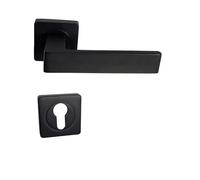 Paire de Poignées de Porte sur Rosaces Aluminium Carrées noires "NATALYA" - +1 Paire de rosaces cylindre
