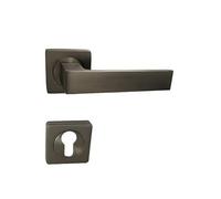 Paire de Poignées de Porte sur Rosaces Carrées "KLOSE besser" en ALUMINIUM Couleur Bronze anodisé "ELODIE " - + 1 paire de rosaces cylindre