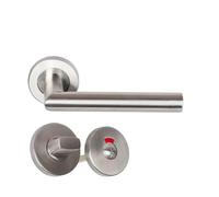 Paire de Poignées de porte sur Rosaces Rondes " Elsa Angle Vif " inox 304 KLOSE BESSER - +1 Paire de rosaces condamnation + voyant