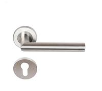 Paire de Poignées de porte sur Rosaces Rondes " Elsa Angle Vif " inox 304 KLOSE BESSER - +1 Paire de rosaces cylindre