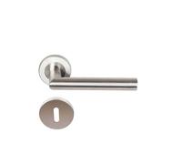 Paire de Poignées de porte sur Rosaces Rondes "" Elsa Angle Vif "" inox 304 KLOSE BESSER - Rosace: +1 Paire de rosaces à trou de clé