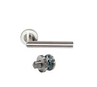 Paire de Poignées de porte sur Rosaces Rondes "" Elsa Angle Vif "" inox 304 KLOSE BESSER - Rosace: +1 Paire de rosaces condamnation