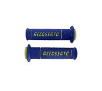 Paire de poignées en Caoutchouc bi-composant Bleu avec Inscription Accossato Jaune pour Benelli TNT 1130 Cafe Racer de 2006 à 2014 (CC 1130)