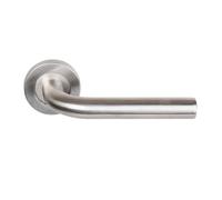 Paire béquilles Inox 304 1 coude C7 sur rosace Balsac - ressort rappel ép.38/50 mm - 170