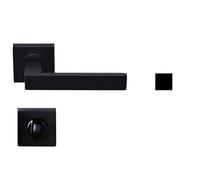 Paire de Poignées Noires Matt sur Rosaces Carrées "NELLYN" - +1 Paire de rosaces condamnation