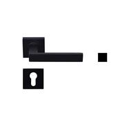 Paire de Poignées Noires Matt sur Rosaces Carrées ""NELLYN"" - Rosace: +1 Paire de rosaces cylindre