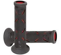 Paire De Poignées Road Progrip 717 Double Densité Noir / Rouge Pour Moto Scooter
