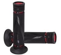 Paire De Poignées Road Progrip 838 Double Densité Noir / Rouge Pour Moto Scooter