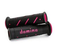PAIRE DE POIGNÉES ROAD-RACING DOMINO NOIR/FUCHSIA DIAMÈTRE 22-26 UNIVERSELLES