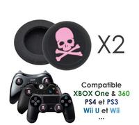 Paire De Protection Grip Silicone Tête De Mort Pour Joystick De Ps4 Ps3 Xbox Rose