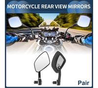 Paire De Rétroviseurs De Moto Universels En Aluminium Blanc, Miroir Arrière Latéral Argenté, Type À Poignée Courte Incurvée