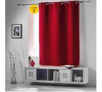 Paire de rideaux a oeillets 140 x 180 cm occultant uni occult Carmin