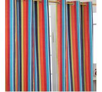 Paire de rideaux à oeillets - Rayures Multicolore 117 x 137 cm