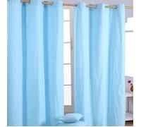 Paire de rideaux à oeillets Uni Bleu 100% coton 117 x 137 cm
