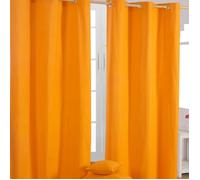 Paire de rideaux à oeillets Uni Orange 100% coton 137 x 228 cm