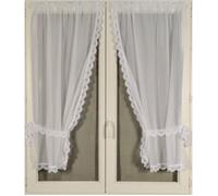 Paire de rideaux bonne femme à bord macramé Blanc 65x120 cm