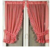 Paire de rideaux bonne femme à carreaux normands Rouge 95x160 cm