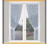 Homemaison Bonne-Femme Paire de Rideaux avec Embrasses, Polyester, Blanc, 120x60 cm