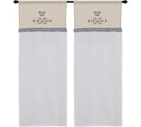 Paire de rideaux en verre de cuisine art Valence tissu effet lin soie polyester motif papillon écossais inserts provençaux 60 x 240 cm