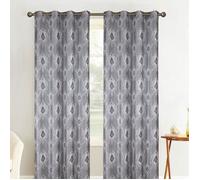 Paire de rideaux obscurcissant style baroque - gris-anthracite - 140x260cm - Œillets - Synthétique